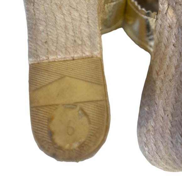 KORS Michael Kors Gold Cross Strap Espadrille Wedges, Size 6 - Picture 9 of 9